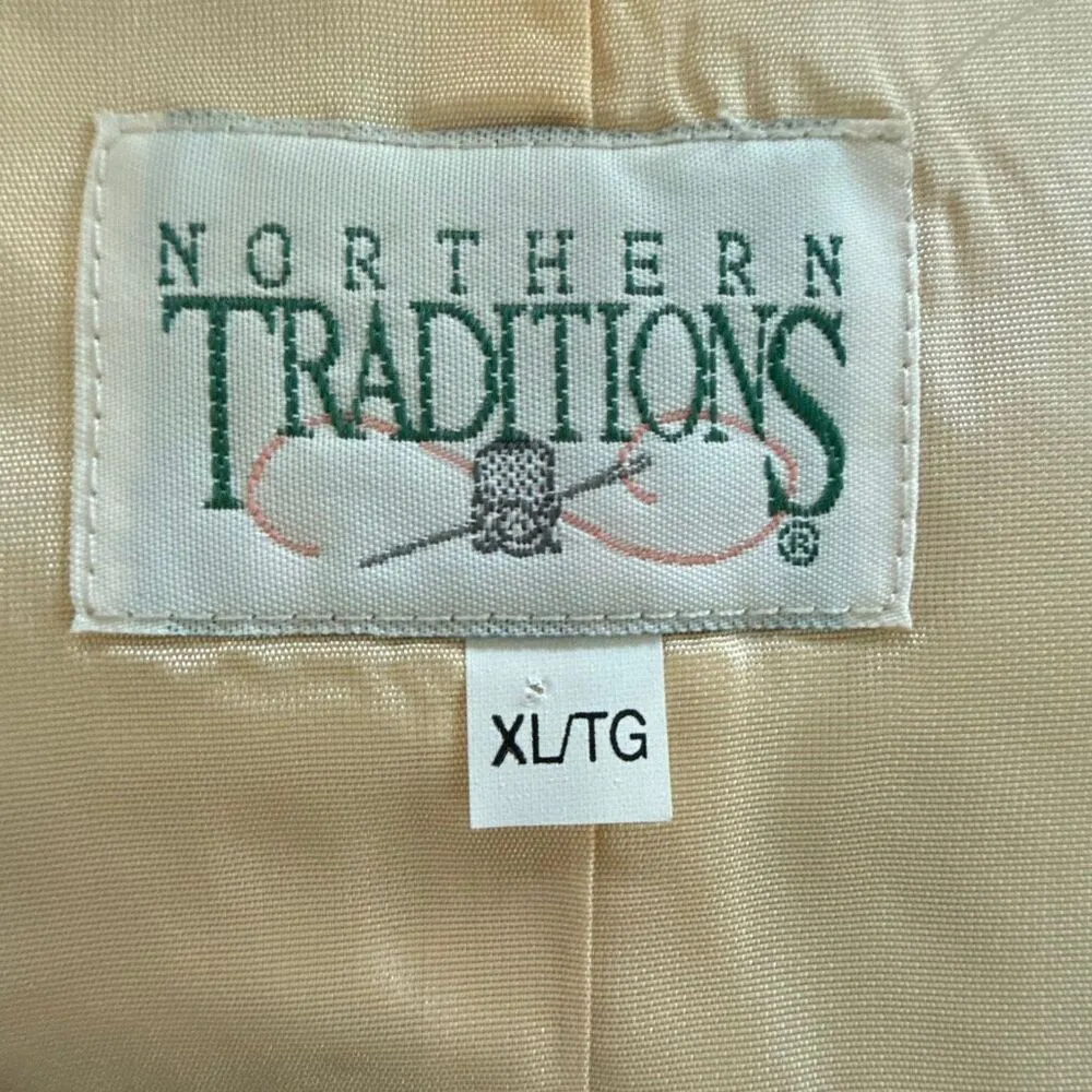 Vintage 90s Northern Traditions Teddy Bear Tapestry Vest XL Tan - Image 8