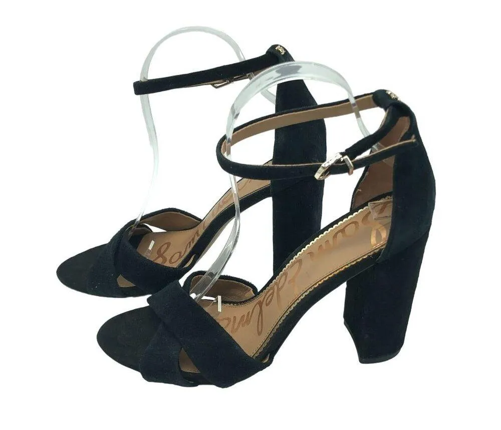 Sam Edelman Yancy Black Suede Block Heel Sandals Ankle Strap Women's Size 9.5 - Image 3