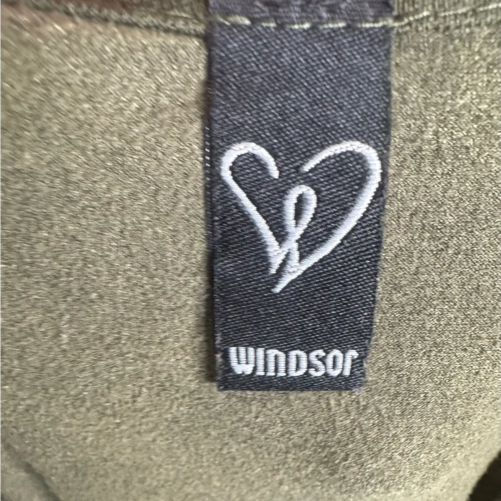 Windsor army green suede faux wrap mini dress size medium - Image 5