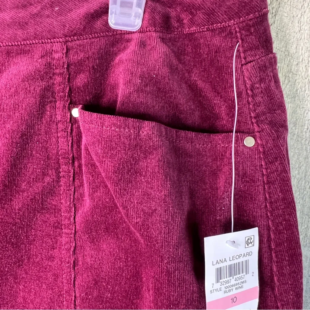 Maison Jules Size 10 Ruby Wine Corduroy Button Front Skirt - Image 4