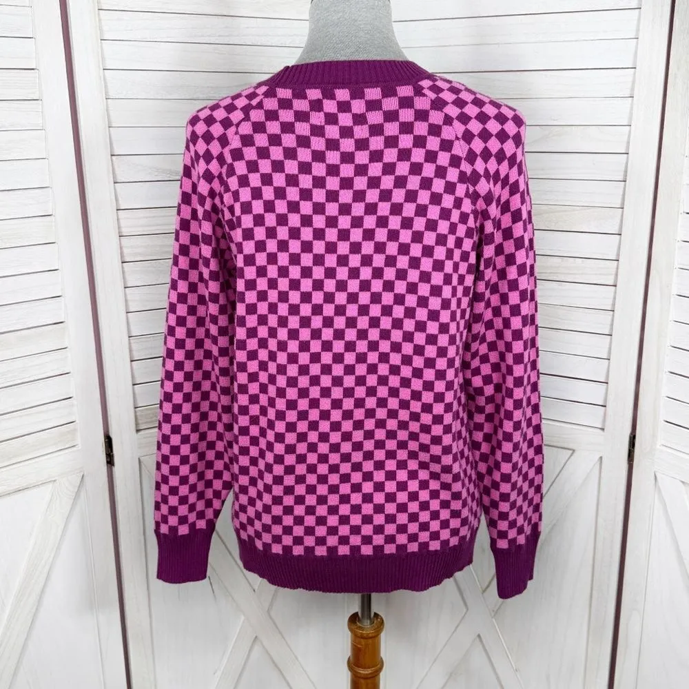 Future Collective Check Pullover Sweater Pink Purple Small Pink - Image 6
