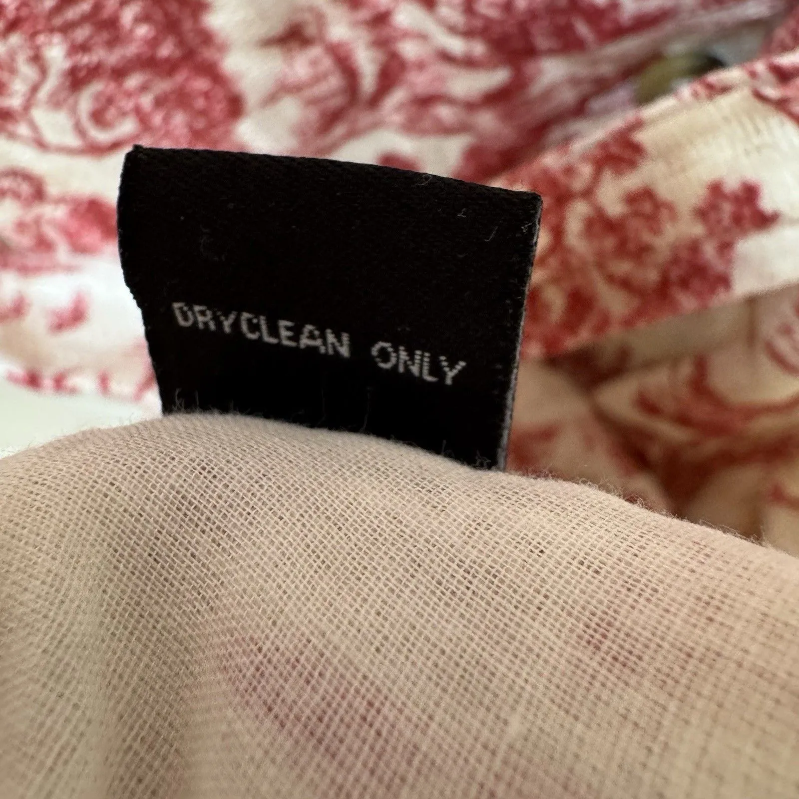 J Peterman Cotton French Toile Red and Cream Sundress Full Skirt 8 Midi Tie Belt - Image 6