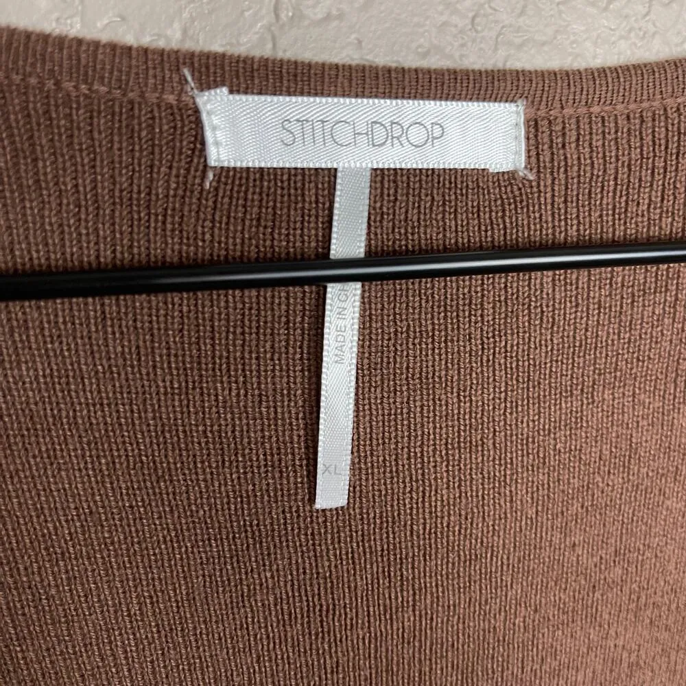 Stictch Drop Oversized Brown Tie Cardigan Size Extra Large - Image 2