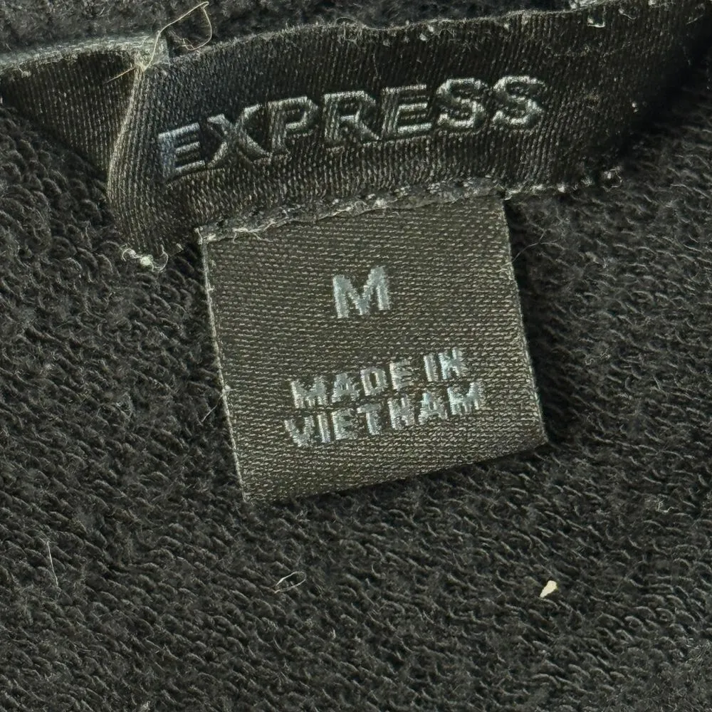 Vtg Express Y2K Skater Skirt Womens Size M Black Pima Cotton A-Line Stretch Knit - Image 4