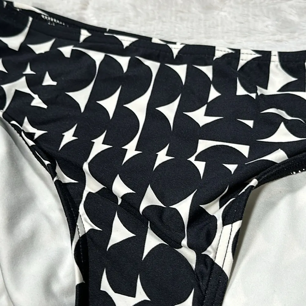 Calvin Klein Swimwear Geometric Black & White Side Tie Hipster Bikini Bottom XS - Image 13