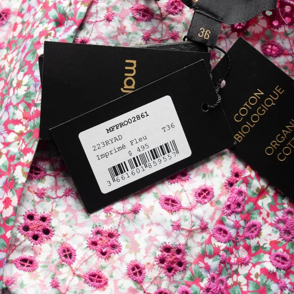 Maje Floral Embroidered Puff Sleeve Dress - Image 5