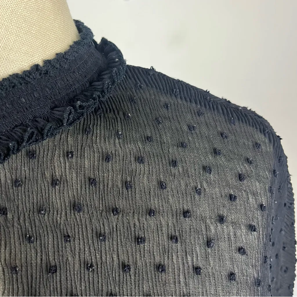 Maje Laurine Swiss Dot High Neck Blouse - Image 5