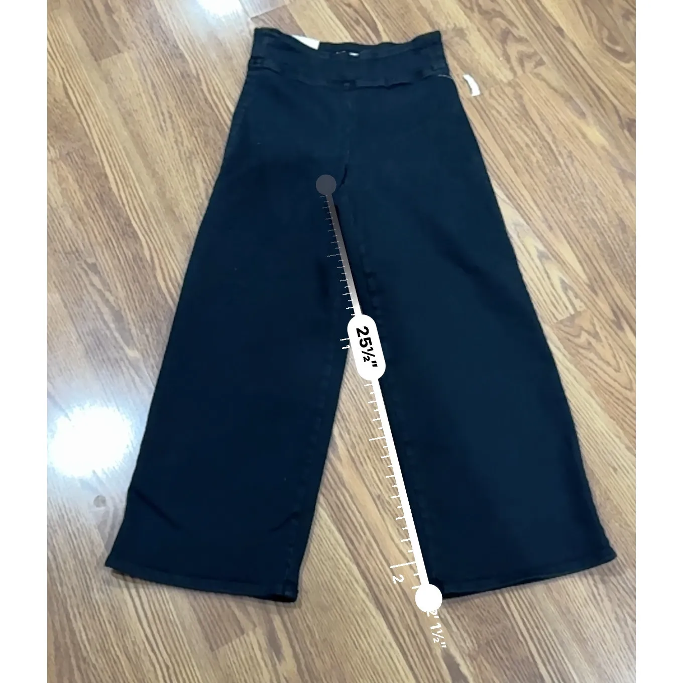 FRAME The Jetset Wide Crop Pants in Sheen Noir Black Size 1 Stretch Pull-On - Image 5