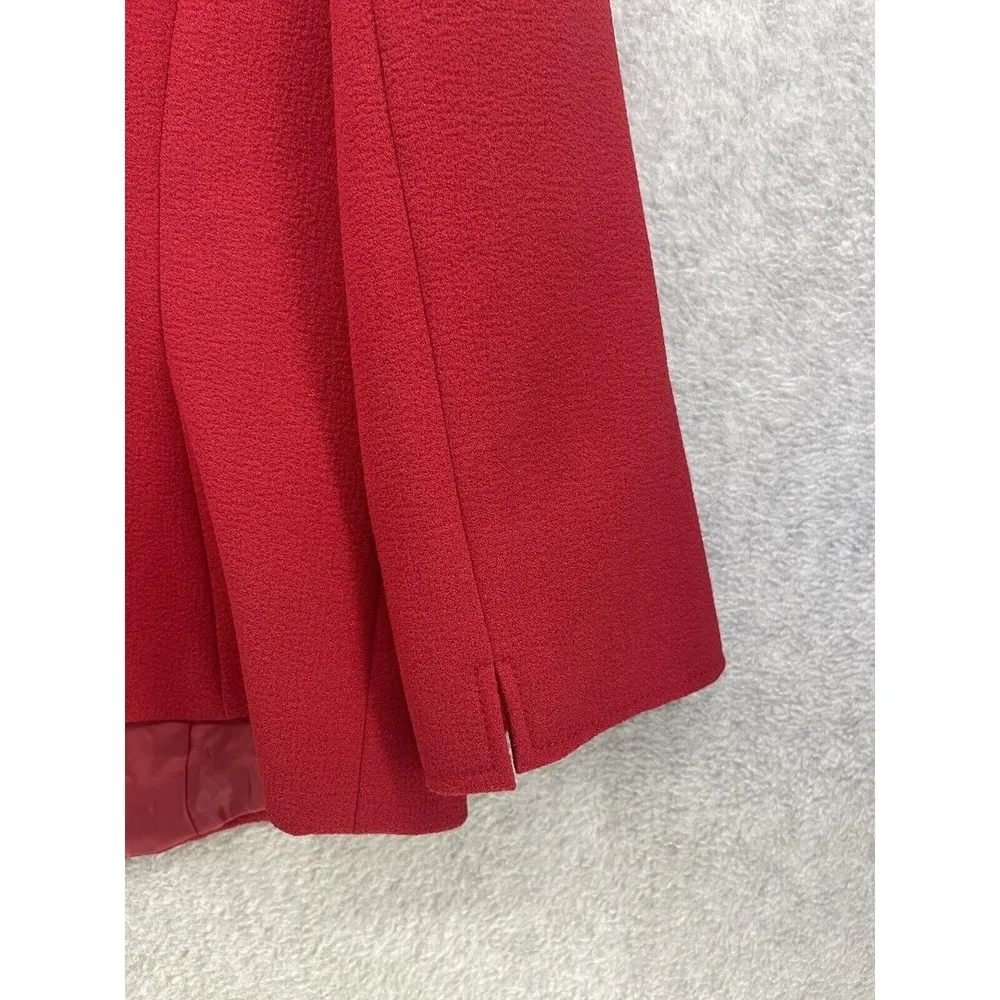Tahari Women's Blazer Solid Red Gold Buttons Long Sleeve Lined Size 10 - Image 3
