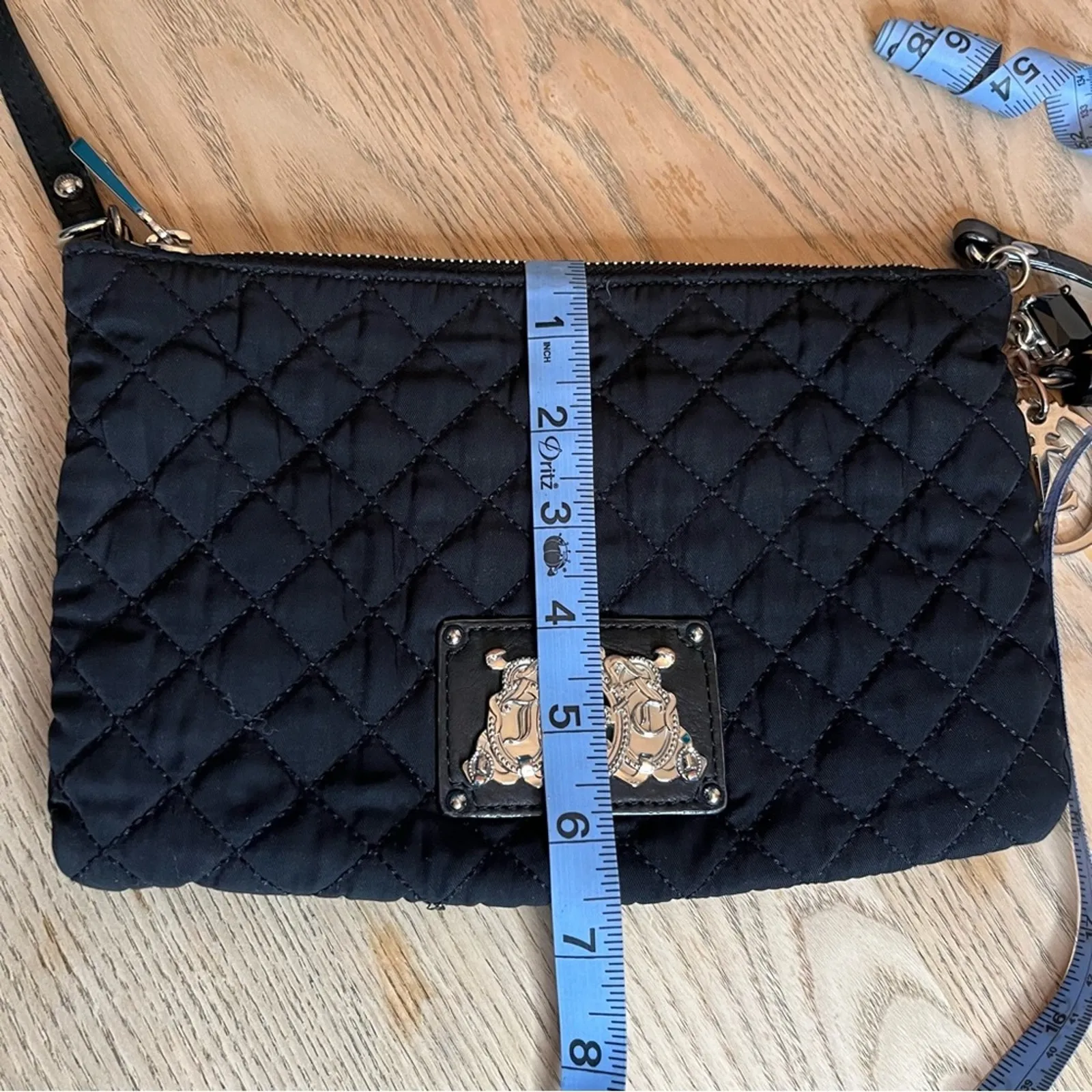 Juicy Couture Black Quilted Crossbody Purse Shoulder Bag Y2K 2000s - Image 6