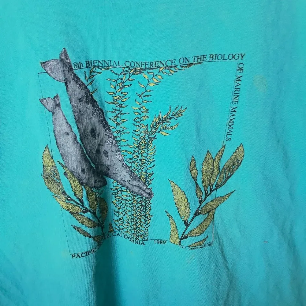 Vintage Distressed 8th Biennal Conference On The Biology T Shirt Blue XL - Image 6