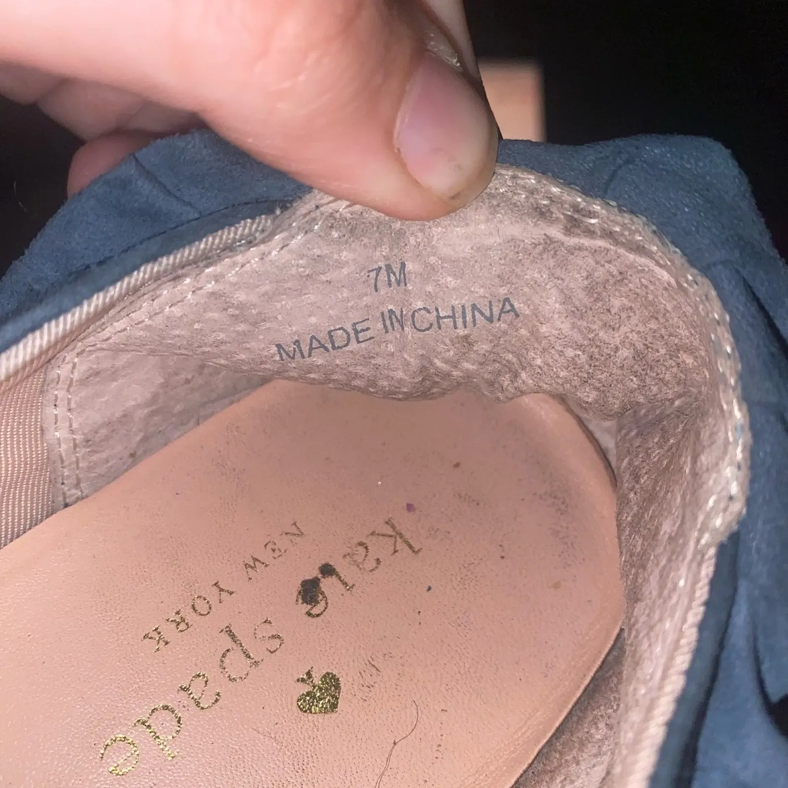 Kate spade women’s size 7 blue Lilly ruffle suede round toe slip on sneakers - Image 9