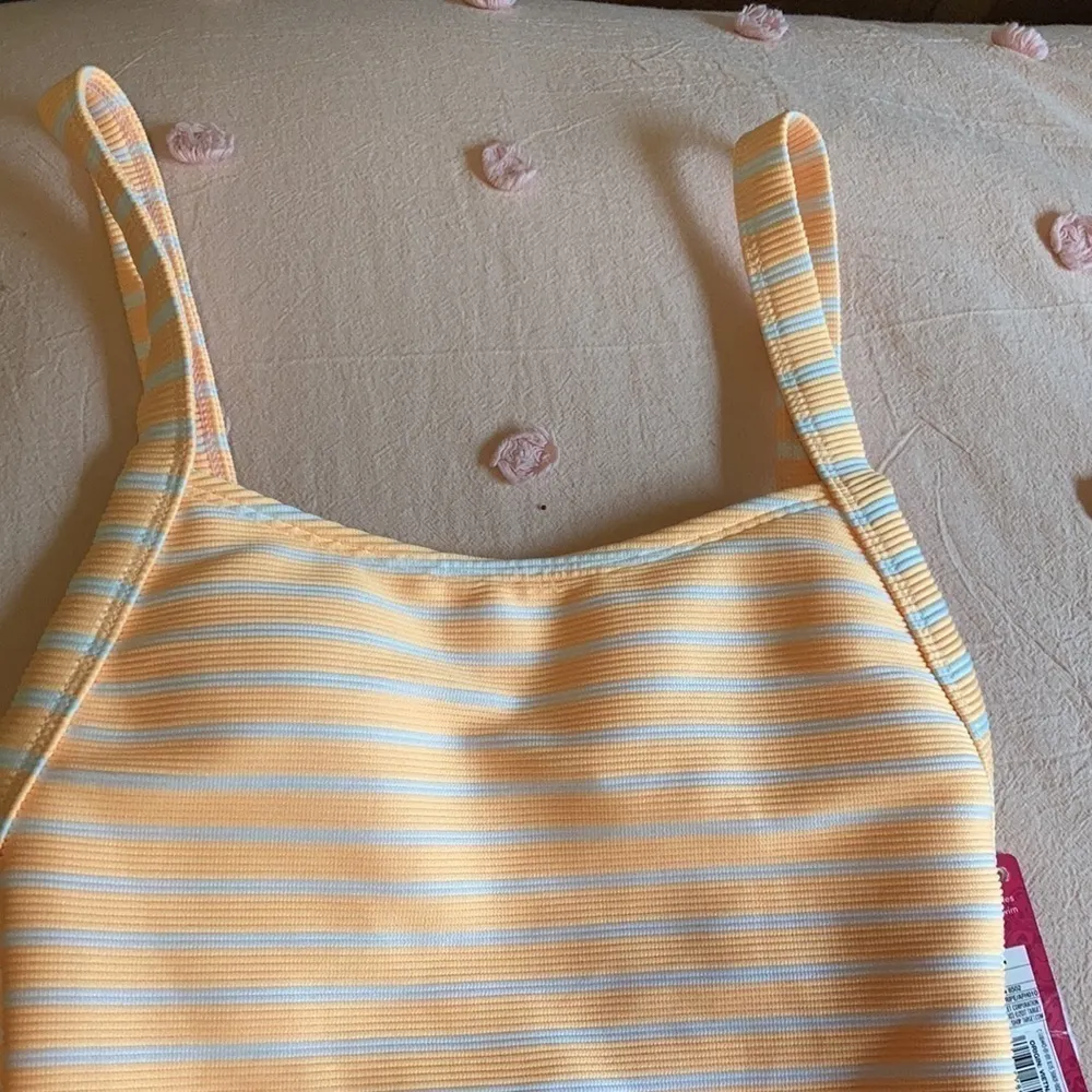 Ribbed Orange and white striped square neck suit Size XS - Image 2