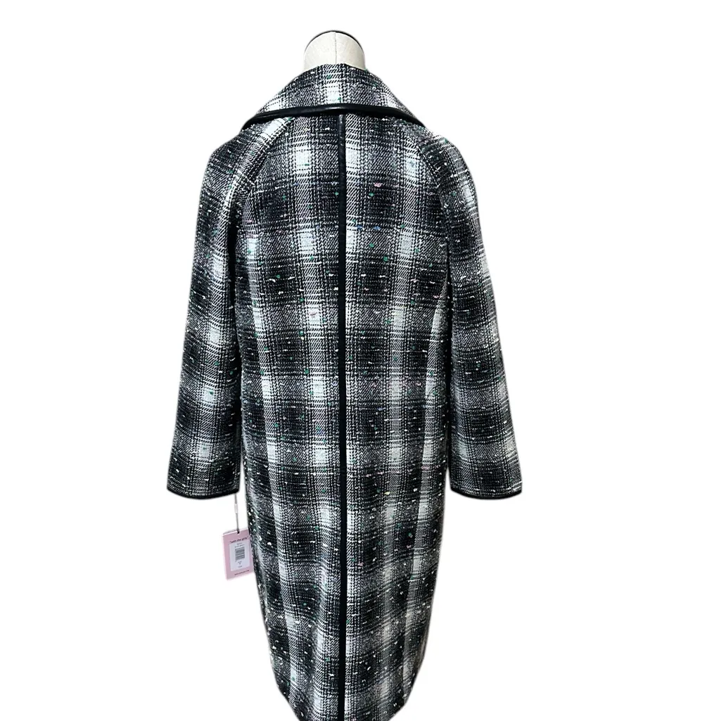 NWT  Avec Les Filles Plaid Tweed Double-Breasted Coat Black Multi WOOL - Image 11