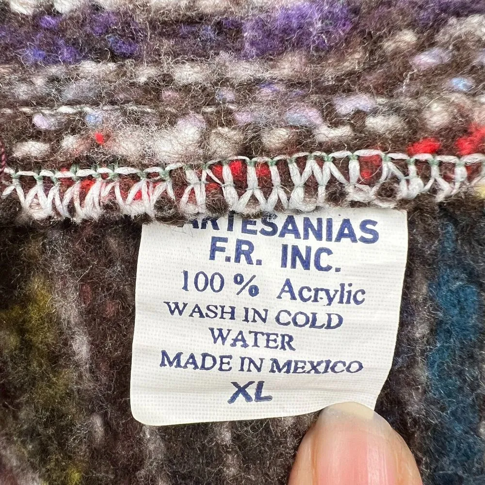 Artesanias F.R. Inc Hoodie Women's XL Multicolor Tweed Baja Parka‎ Native Tribal - Image 4