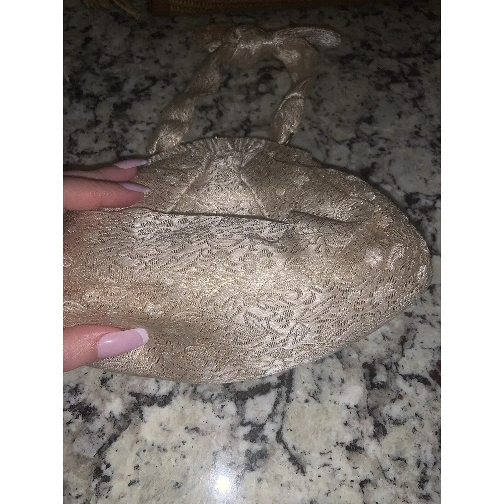 Claire Paris / New York Brocade Mini Vintage Bow Purse Handmade holiday glam Gold - Image 6