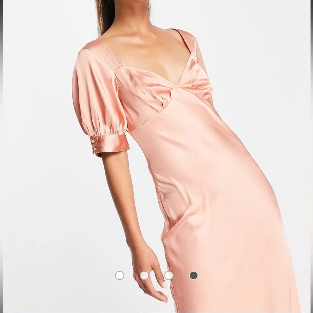 ASOS Design Bias Cut Satin Maxi Tea in Peach Dress 12 - Image 2