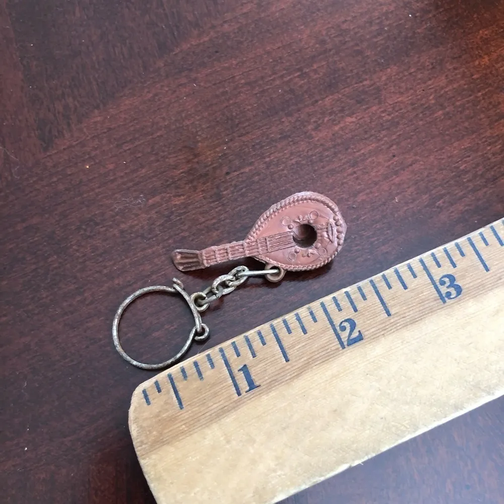 Guitar Charm Keychain Brown - Image 3