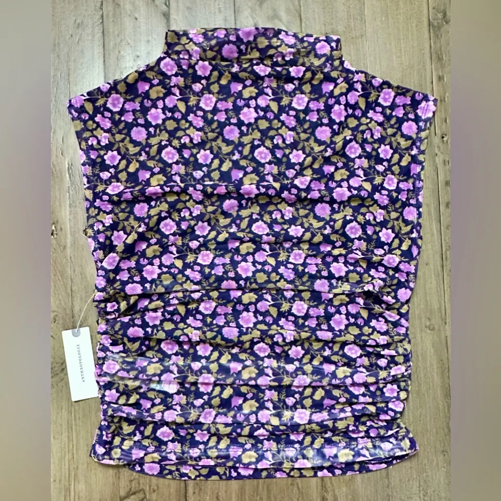 NWT Anthropologie Maeve Mock-Neck Mesh Muscle Top - XL - Navy - Image 4