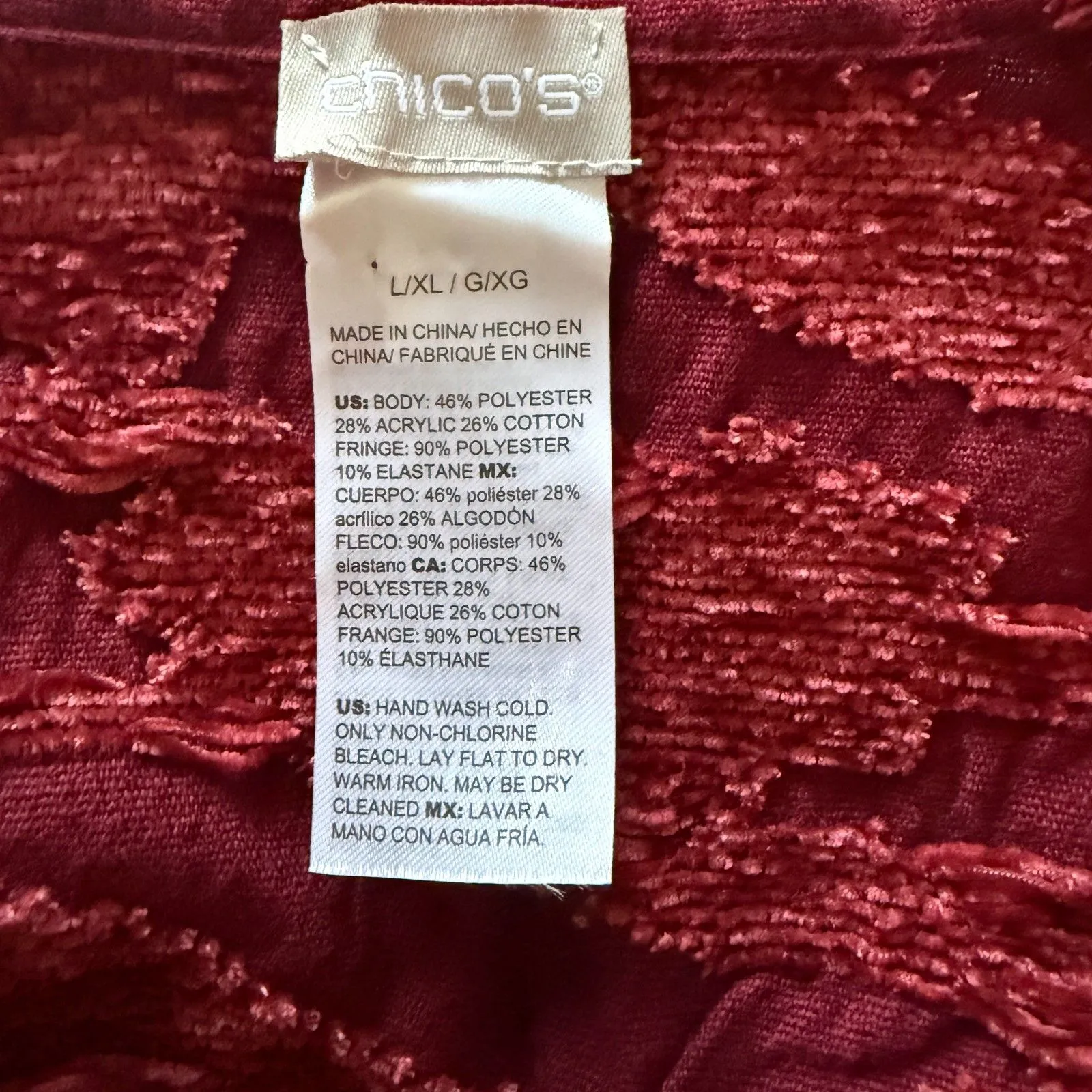 Chicos Chenille Floral Jacquard Fringe Ruana Wrap Kimono Soft Cozy Boho Sz L/XL - Image 7