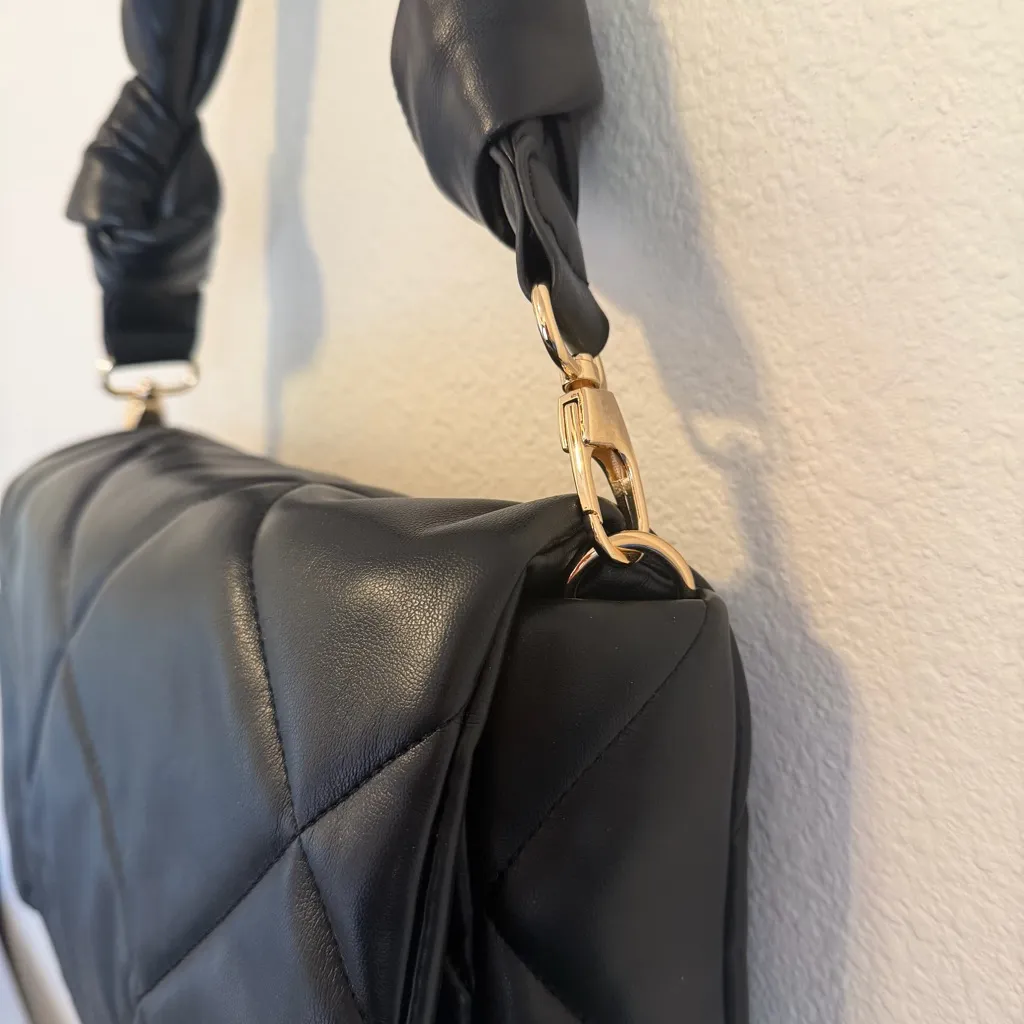 Sondra Roberts Quilted black Flap shoulder
Bag NWOT 8"x11" - Image 4