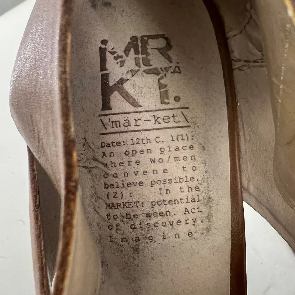 MRKT Cleo Womens US 7 Whiskey Brown Leather Wedge Ankle Boot Booties Shoes - Image 9