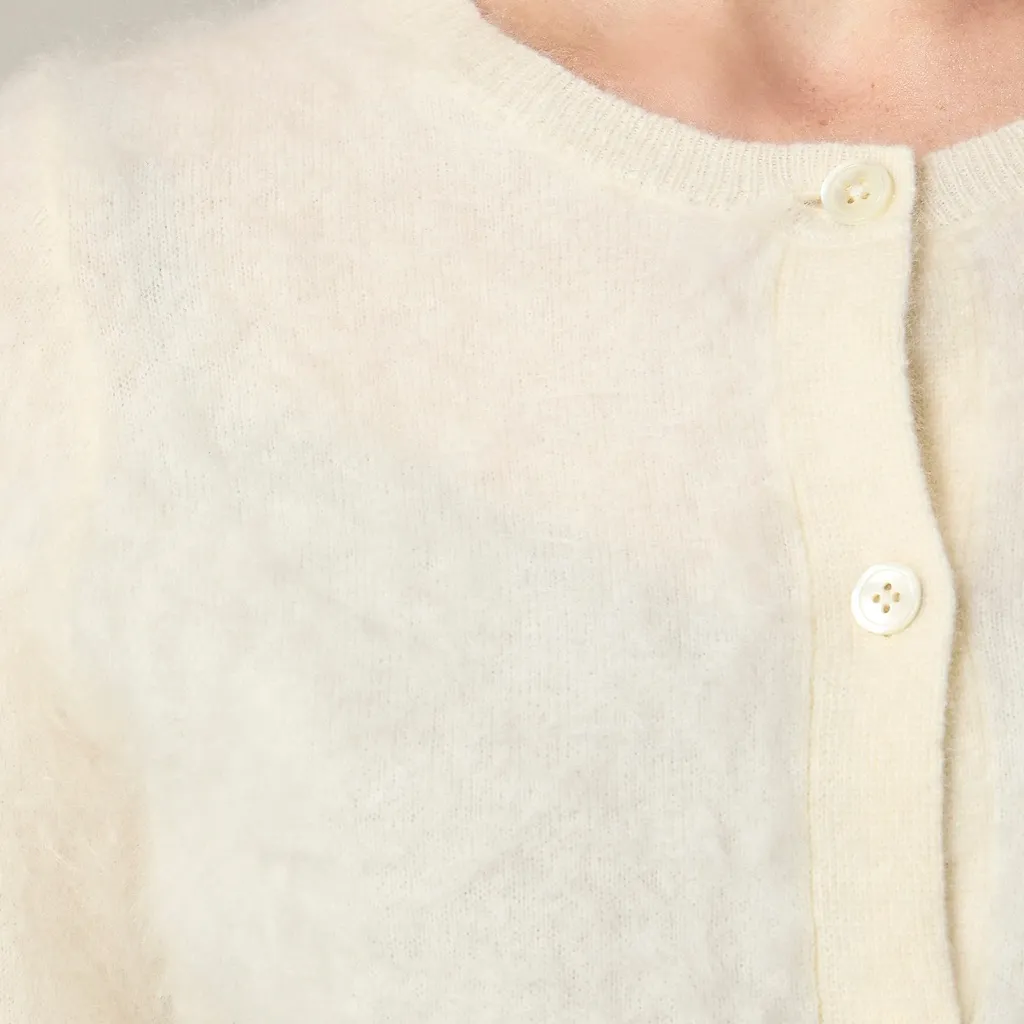 J.Crew Brushed Cashmere Cropped Cardigan Sweater in Warm Ivory, Size X-Small - Image 9