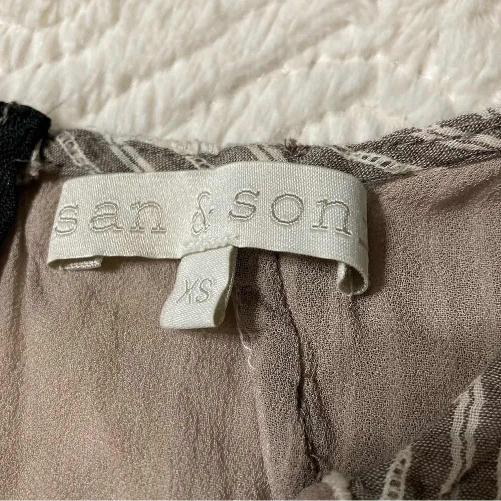 ANTHROPOLOGIE San & Soni Fleur Eyelet and Stripes Sleeveless Shift Mini Dress - Image 4