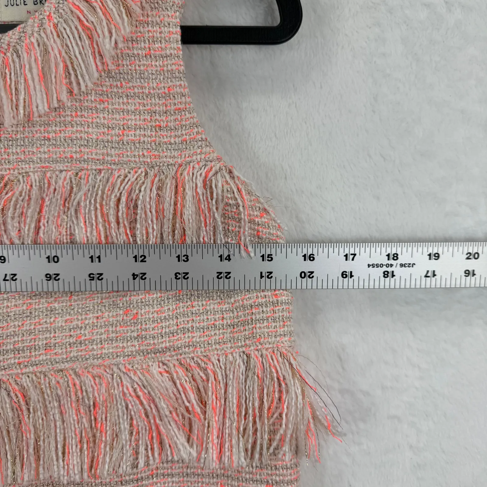 Julie Brown NYC Tweed Fringed Sleeveless Top Pink Gold Size 4‎ - Image 2