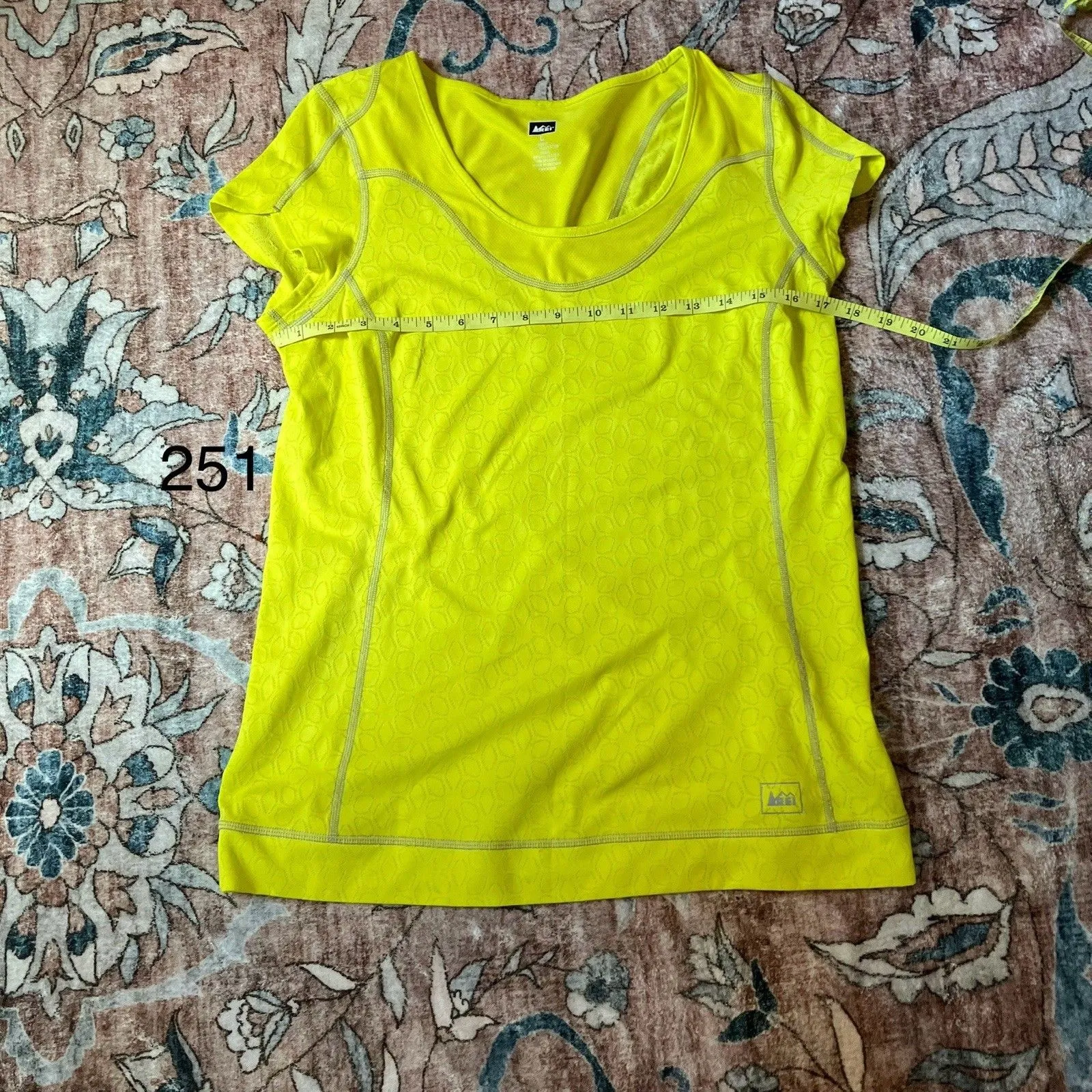 REI Shirt Womens Large Short Sleeve Lightweight Neon Yellow Stretch - Image 5