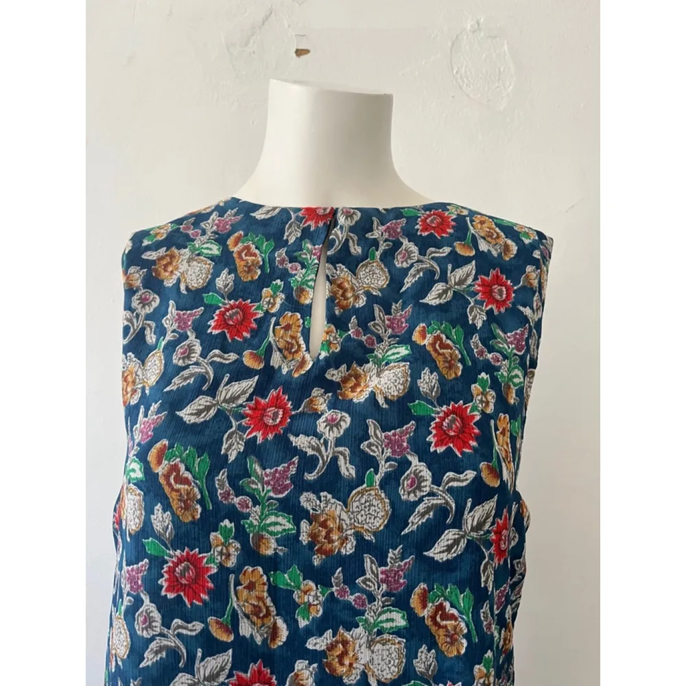 Lauren Ralph Lauren blue Floral scoop neck sleeveless crinkle georgette dress 10 - Image 6
