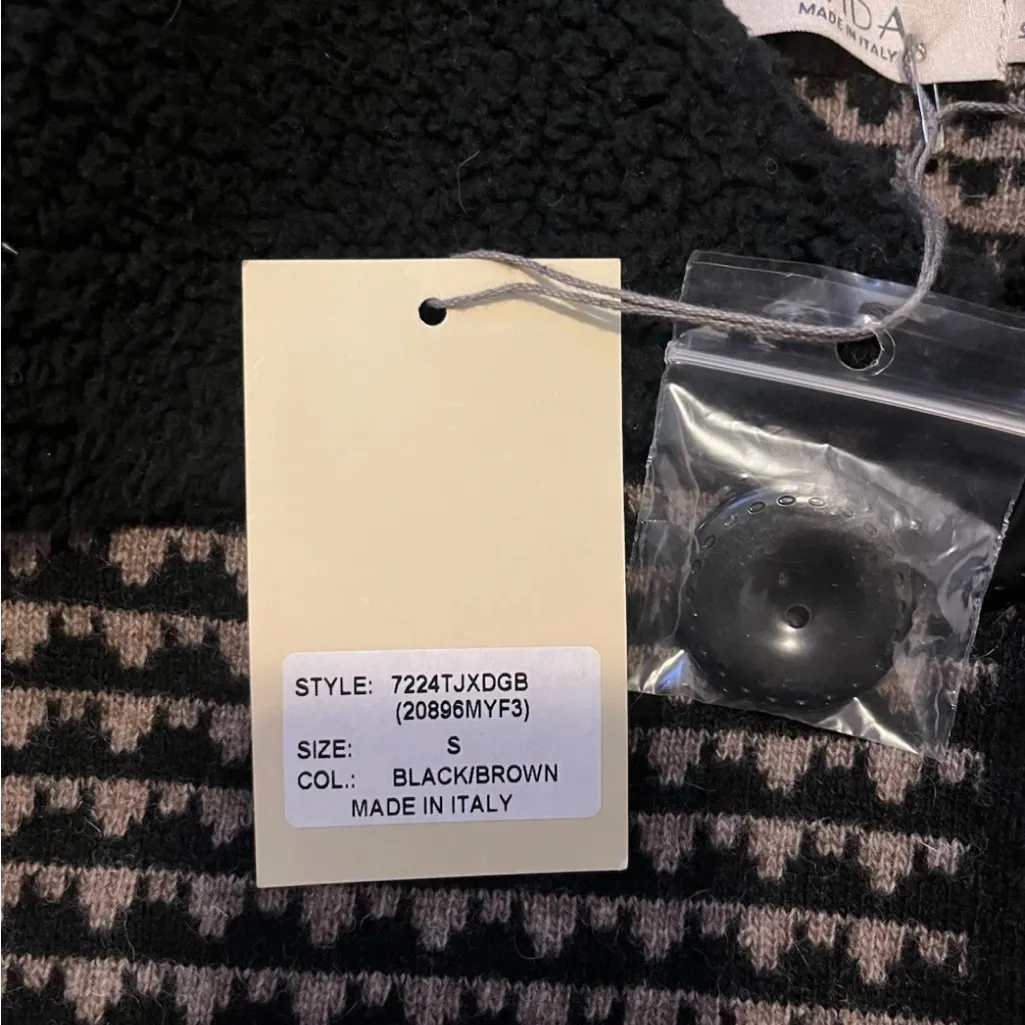 A. Ida Sweater Jacket Womens Wool Blend Single Button Made In Italy Size S NWT Black - Image 7