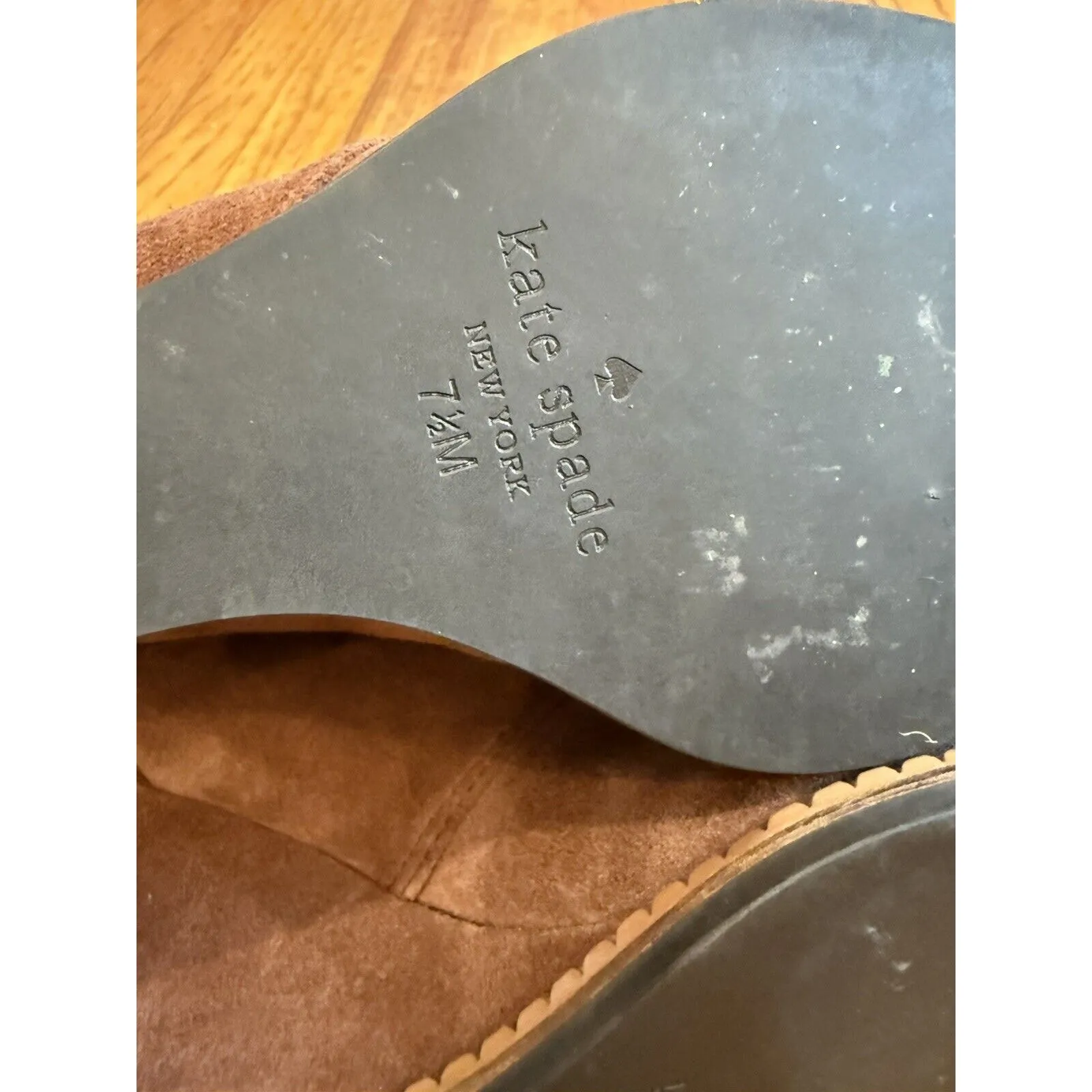 Kate Spade New York Saundra Honey Brown Suede Lace Up Wedge Boot Size 7.5 $298 - Image 10