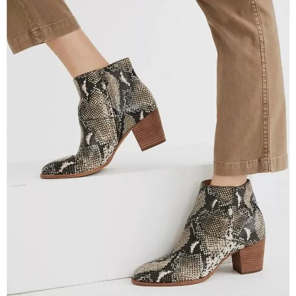 Madewell Ankle Boots Snake Embossed Leather Moonstone Multi Size 7 NIB Cloudlift - Image 2