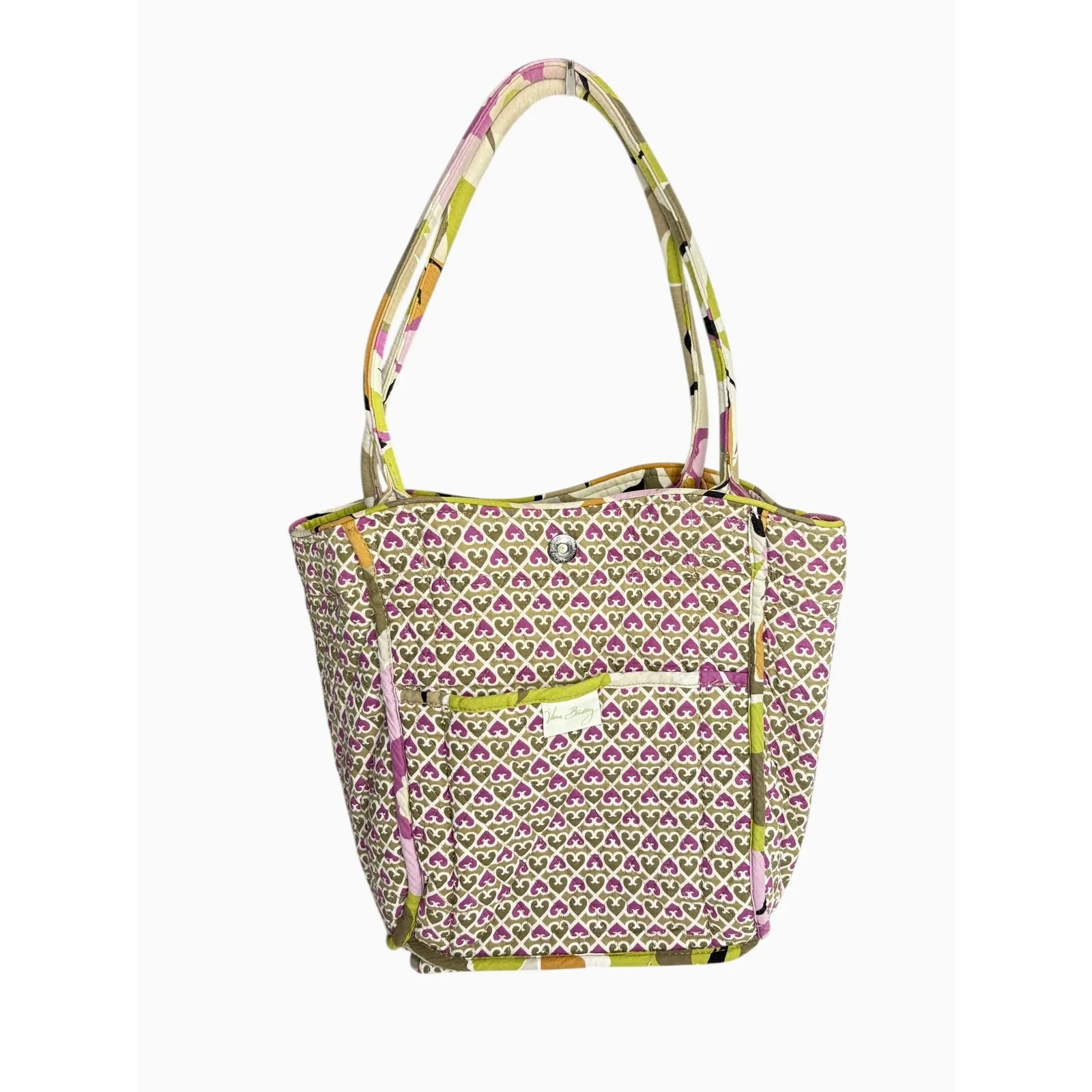 Vera Bradley Quilted "Portobello Road" Floral Abstract Medium Tote Handbag Green - Image 5