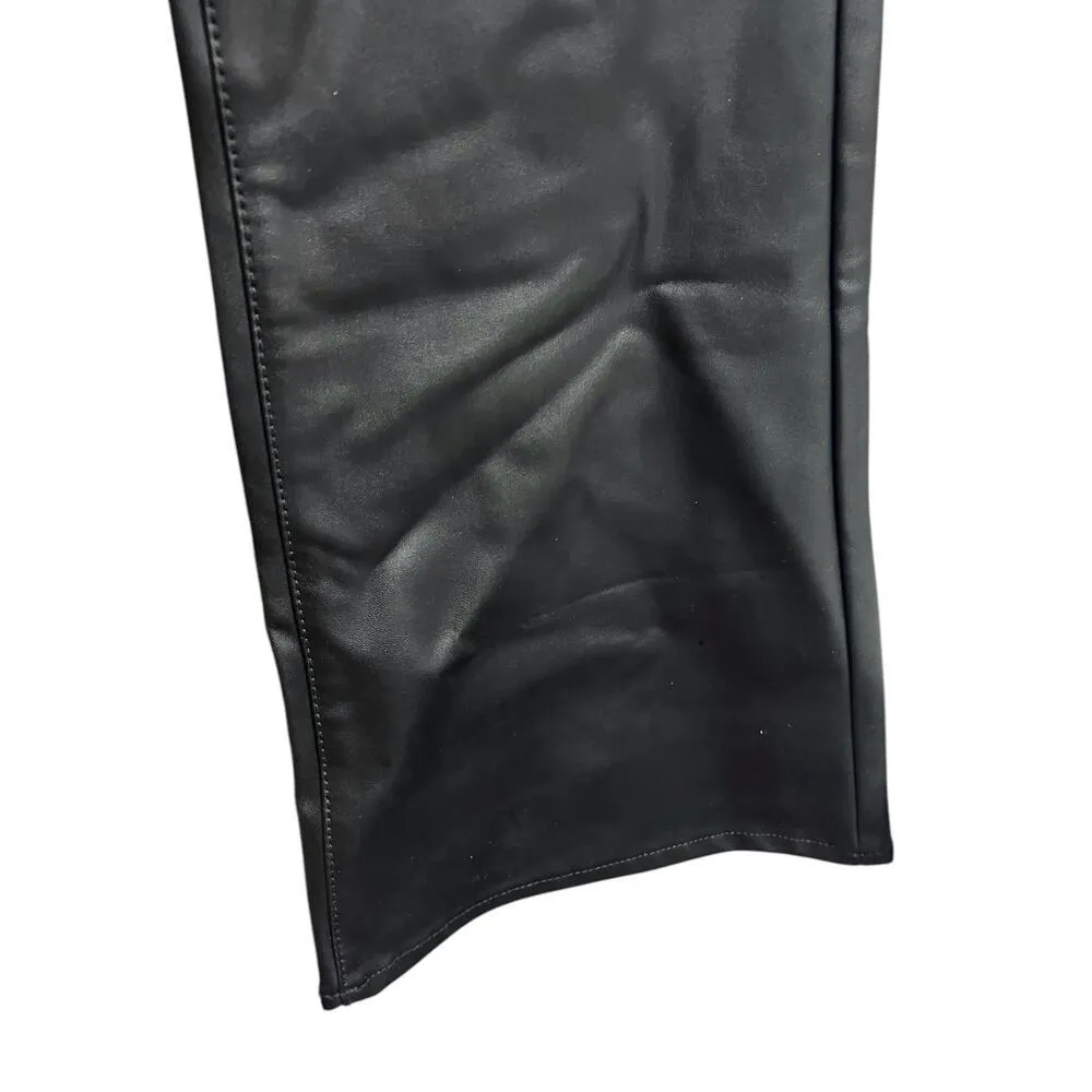 American Eagle Stretch Super High Rise Black Faux Leather Flare Pants Size 12 - Image 9