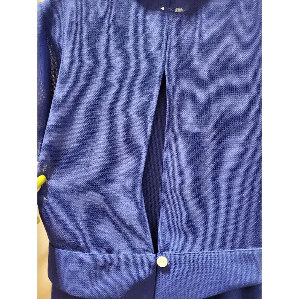 Miss Dorby Women Blue Solid Short Sleeve Jacket & Knee Length Dress 2 Pcs Suit M Size M - Image 8