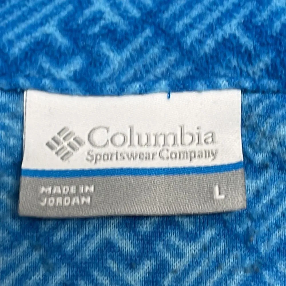 Columbia Women’s Blue Mock Neck Zip Up Long Sleeve Abstract Pattern Pullover- Lg - Image 12