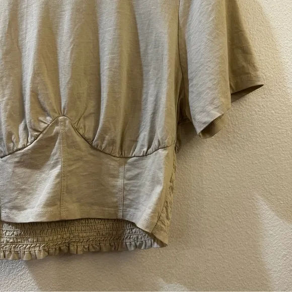 GRLFRND Women's Crew Neck‎ Short Sleeve Bustier Crop Top Size Large Beige - Image 5