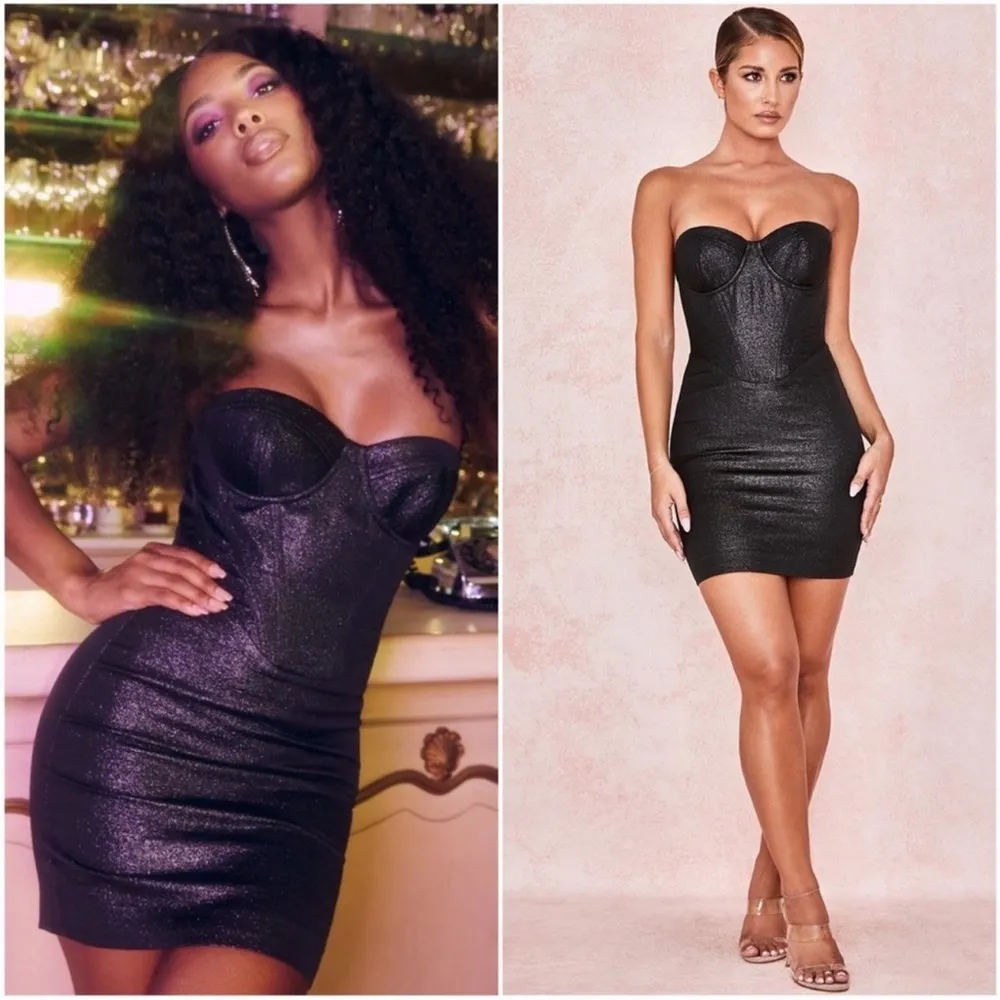 Eevi Mini Dress, Black Sparkle, XS - Image 2