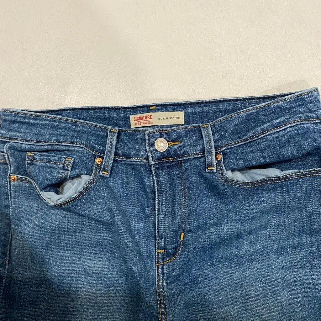 Levi Strauss Signature Mid Rise Bootcut Jeans Women 8 Long W28 L34 Blue Denim - Image 14