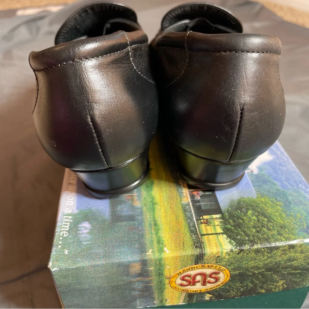 SAS EASIER Black Leather Penny Loafers Flats Size 9.5 - Image 5