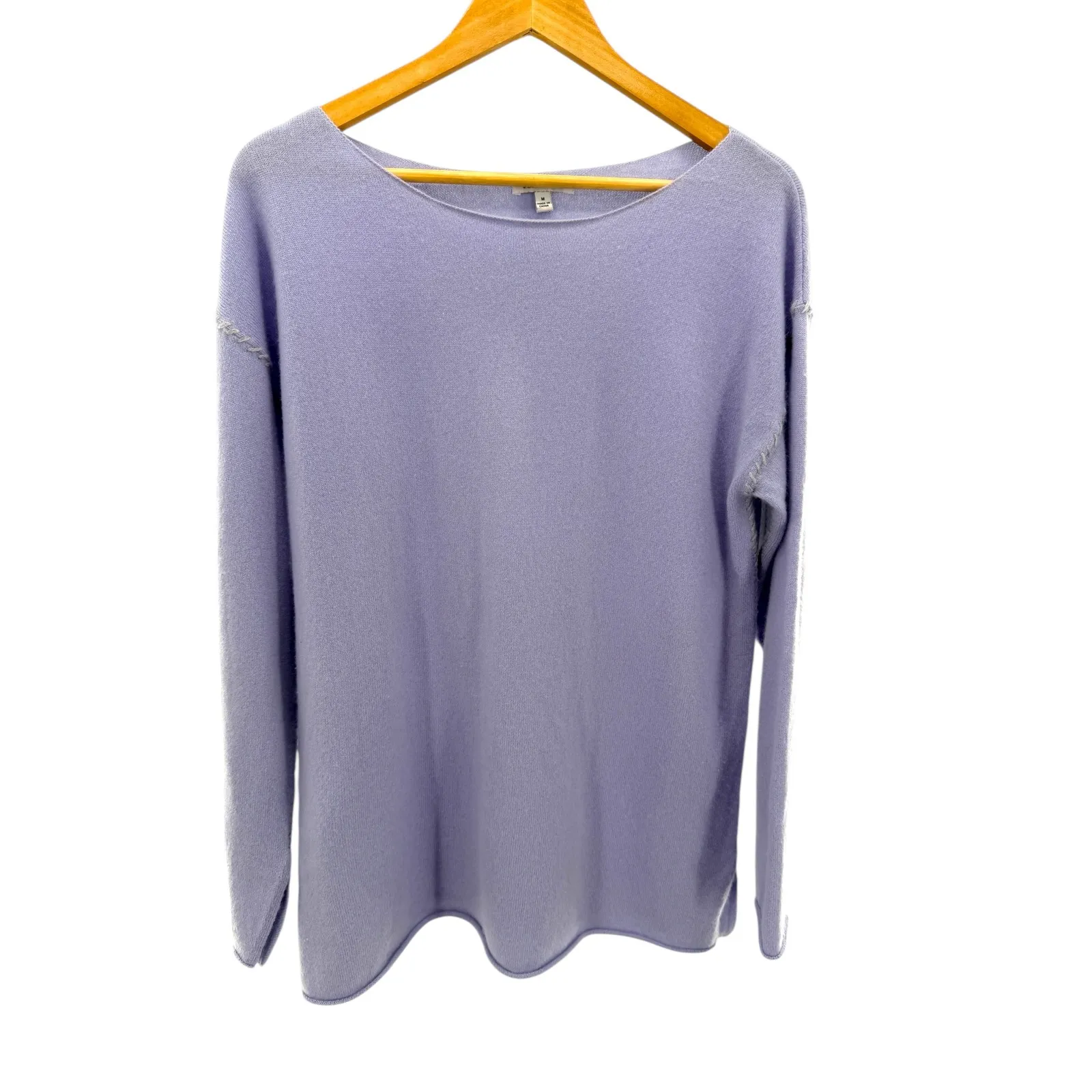 JOHNNY WAS Amber Stitched Pullover Cashmere Boat Neck Sweater Light Purple M - Image 10