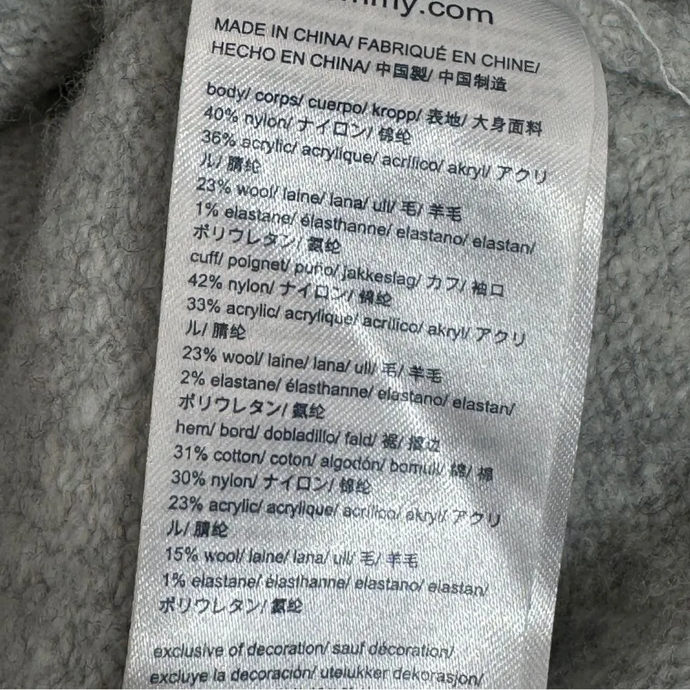 Tommy Hilfiger Logo Patch Varsity Sweater Grey Small Wool Blend Quarter Zip Prep - Image 10