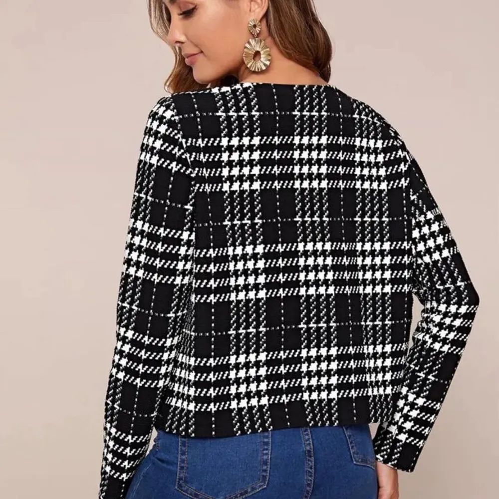 Houndstooth Cardigan Blazer Size XL - Image 2