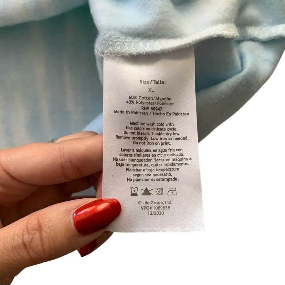 AC/DC Tie Dye Graphic Raw Hemline Cropped Hoodie Sweater Size XL - Image 6