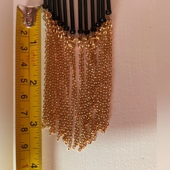 Bold Boho Statement Jewelry – Black & Gold Pyramid Necklace - Image 4