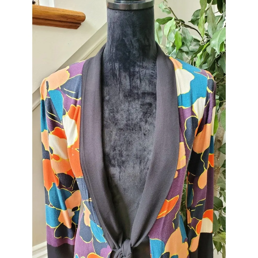 BCBGeneration Women’s Floral Boho Rayon Duster Drawstring Cardigan Size XS - Image 5