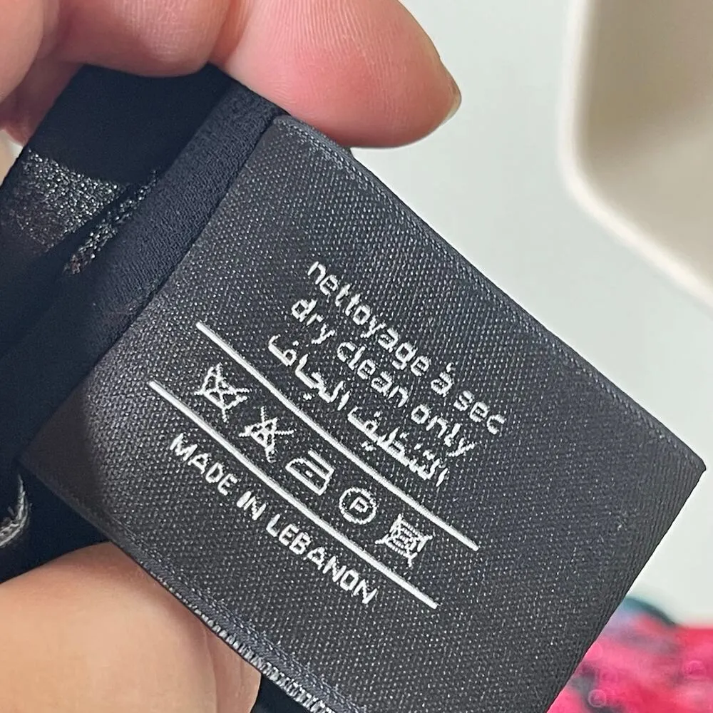 NWT Sandra Mansour jacquard pink roses mini black dress sz 34 US XS - Image 5