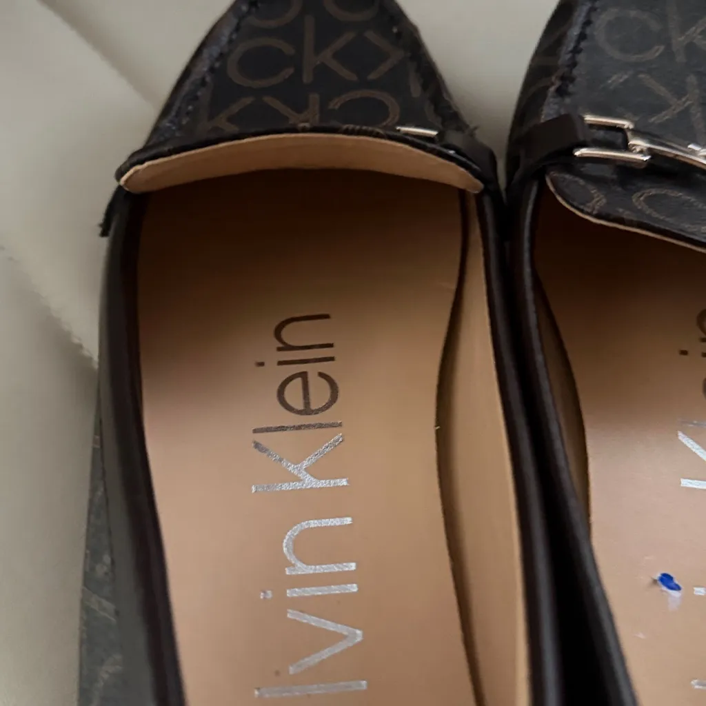 Calvin Klein Monogram Black Loafers size 7 women’s slip on shoes faux leather - Image 9